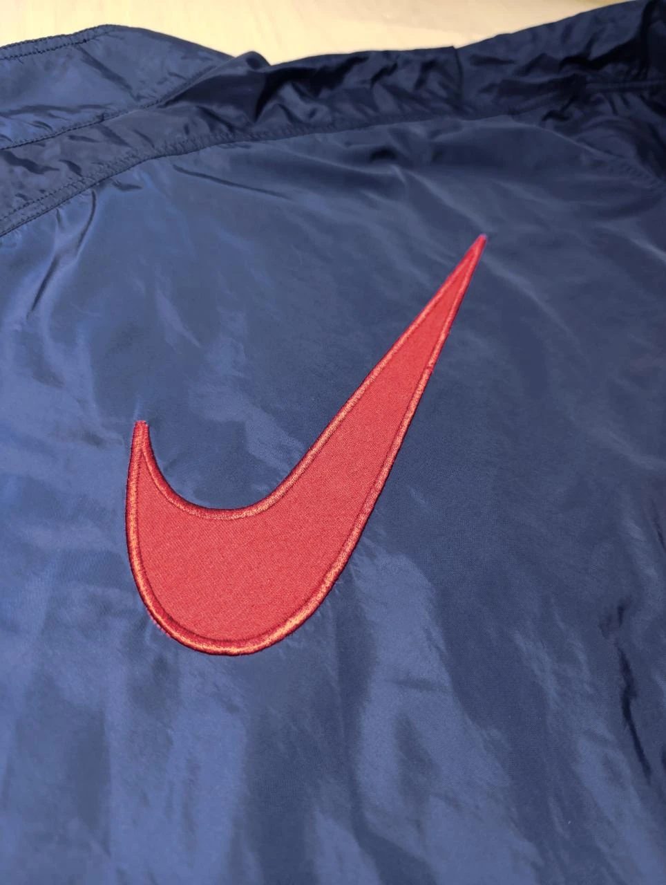 Vintage 90s Nike Windbreaker Big Swoosh Embroidered Back Blue/Red - Size L/XL – photo 3